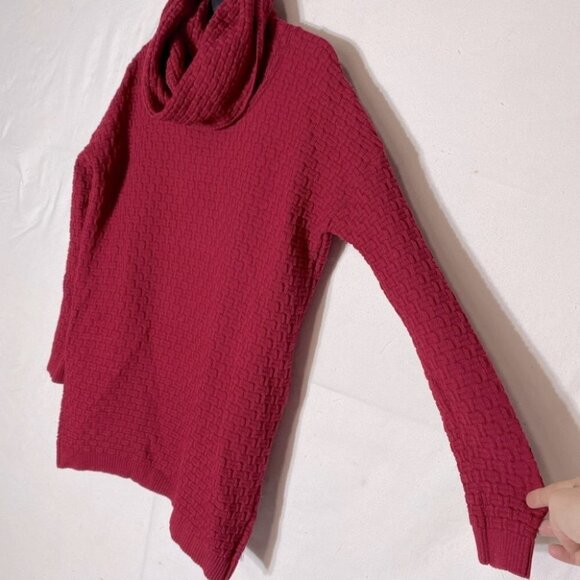 Aklanda Australia Oversized Red Merino Wool Cowl  Neck Sweater M - Picture 11 of 14